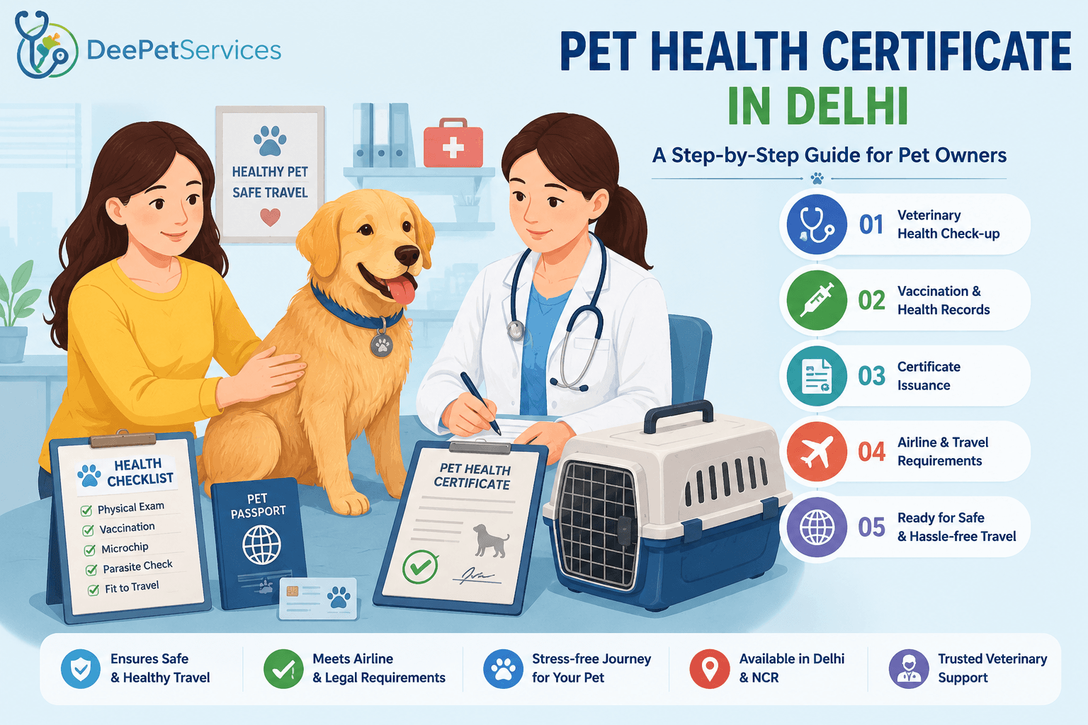 Veterinarian issuing a dog health certificate in Delhi after a health check-up for safe travel and pet fitness certification.